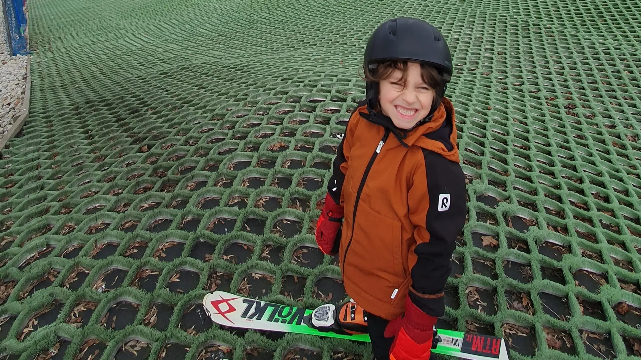 All smiles — learning on the dry slope